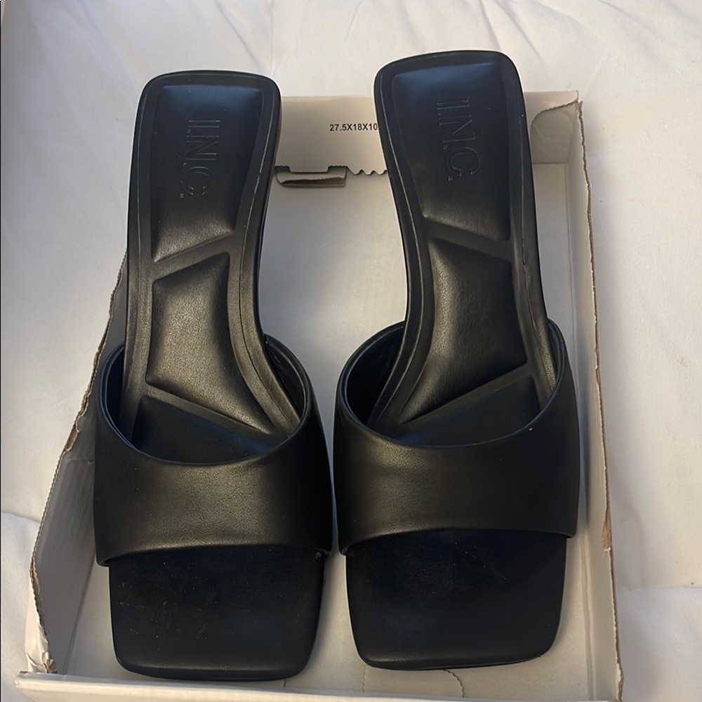 INC International Concepts Black Square Toe Sandals